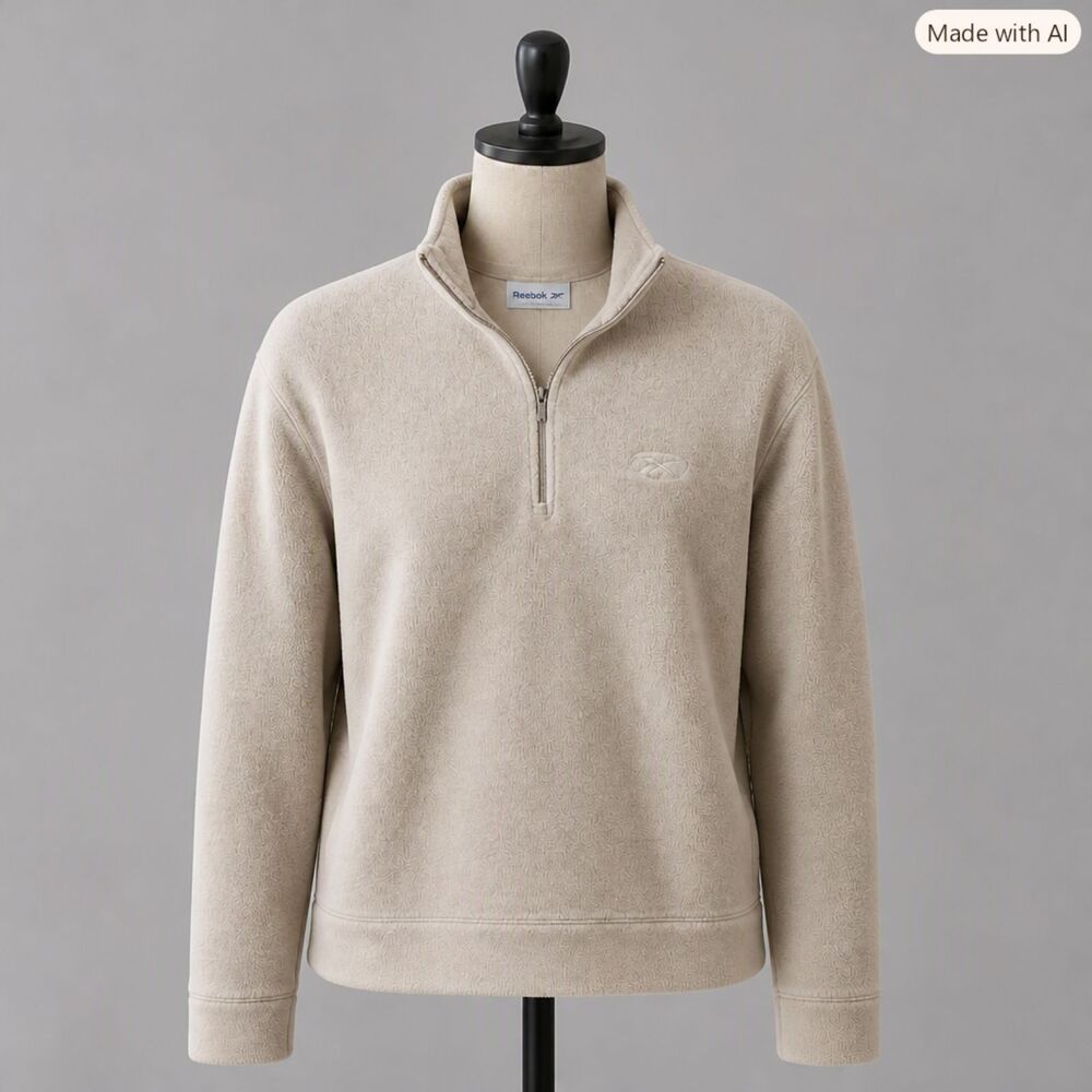 Reebok Women’s Light Tan Quarter‑Zip Fleece Pullover – Size Medium